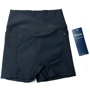 Fitody Shorts Workout Fitness Yoga Pockets‎ Black Womens Medium Scrunch Active
